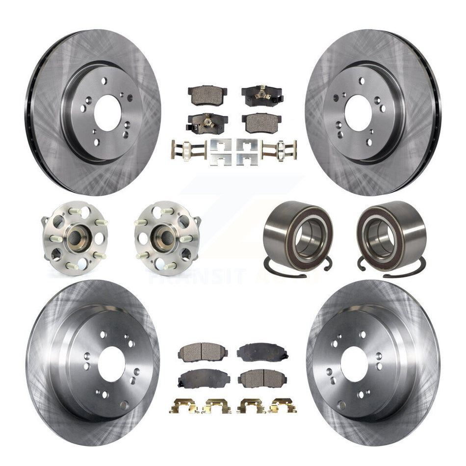 Front Rear Wheel Hub Bearing Disc Brake Rotor And Pad Kit (10Pc) For Honda CR-V Acura RDX KBB-130447