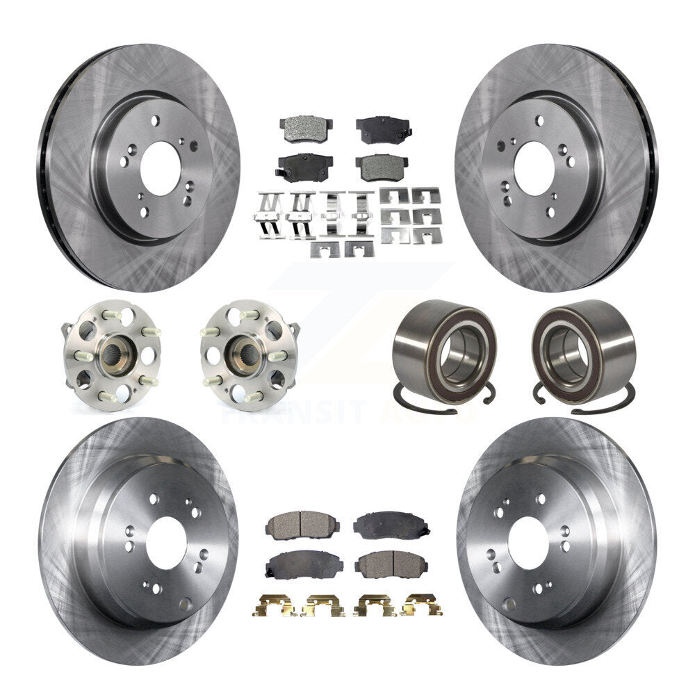 Front Rear Hub Bearings Disc Brake Rotors And Semi-Metallic Pads Kit (10Pc) For Acura RDX KBB-130448