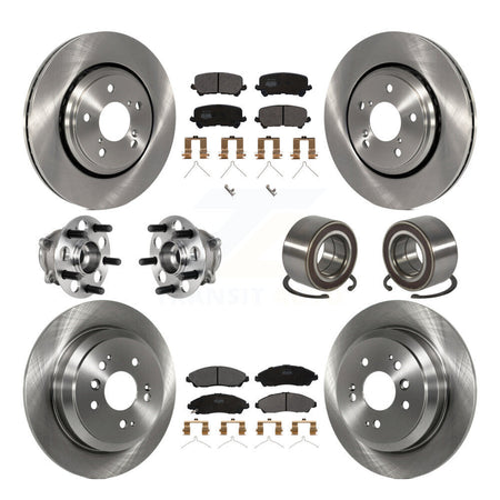 Front Rear Hub Bearing Disc Brake Rotor And Pads Kit (10Pc) For 2016-2022 Honda Pilot AWD KBB-130454
