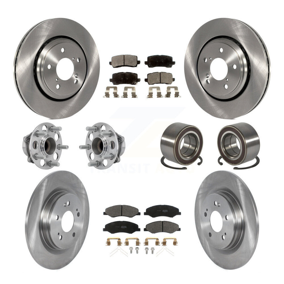 Front Rear Hub Bearings Disc Brake Rotors And Pads Kit (10Pc) For 2018-2023 Honda Odyssey KBB-130456