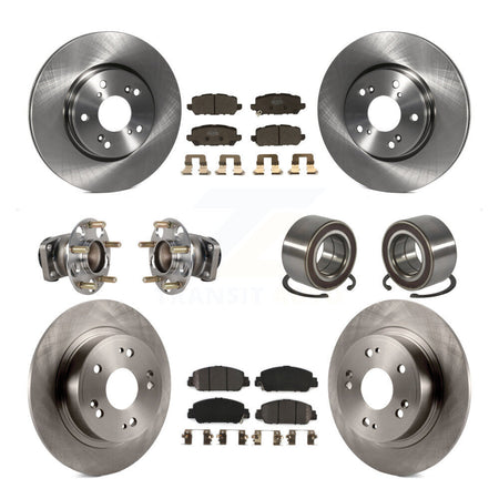 Front Rear Hub Bearing Disc Brake Rotors And Pads Kit (10Pc) For 2016-2022 Honda HR-V FWD KBB-130458