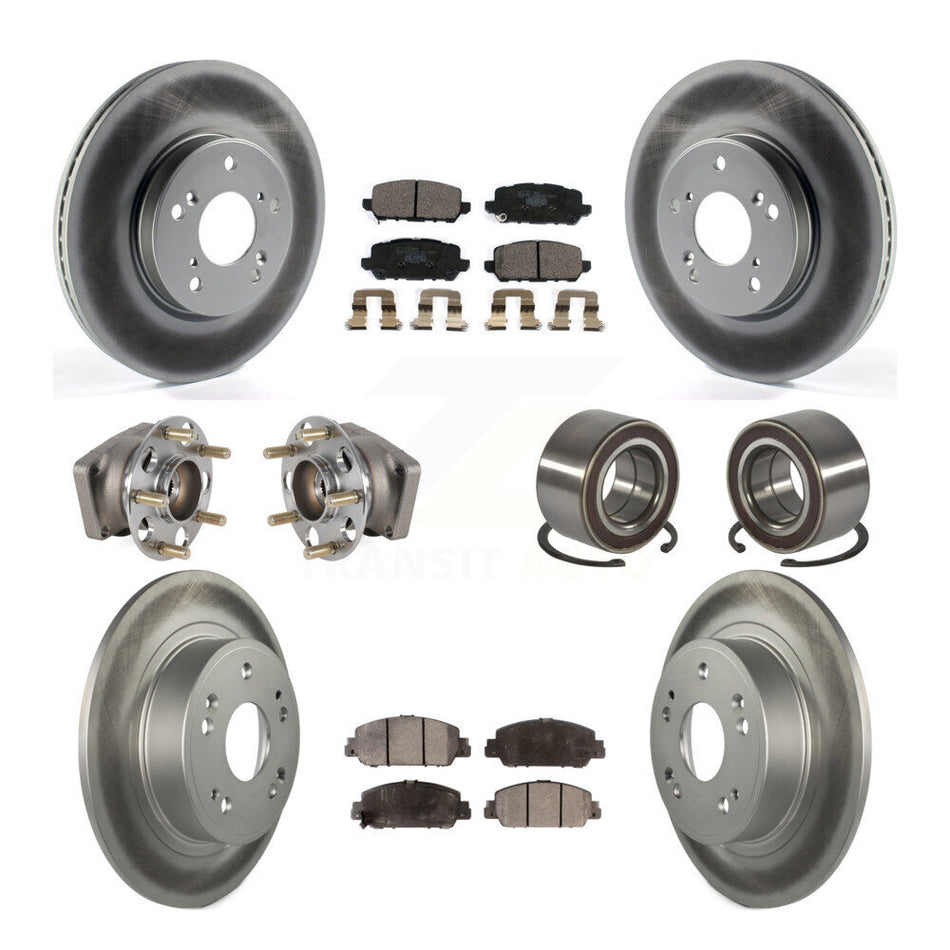 Front Rear Hub Bearing Coated Brake Rotor And Pad Kit (10Pc) For 2016-2022 Honda HR-V AWD KBB-130461