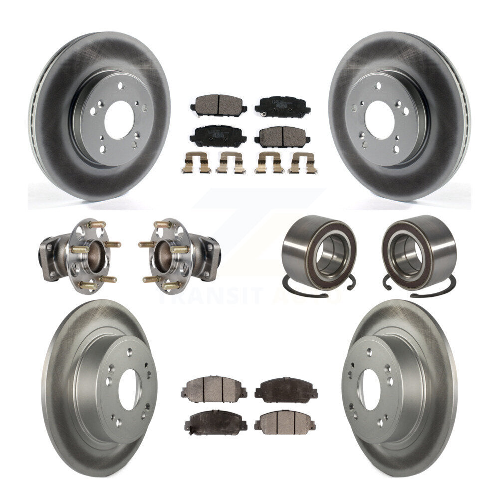 Front Rear Hub Bearing Coated Brake Rotor And Pad Kit (10Pc) For 2016-2022 Honda HR-V FWD KBB-130462