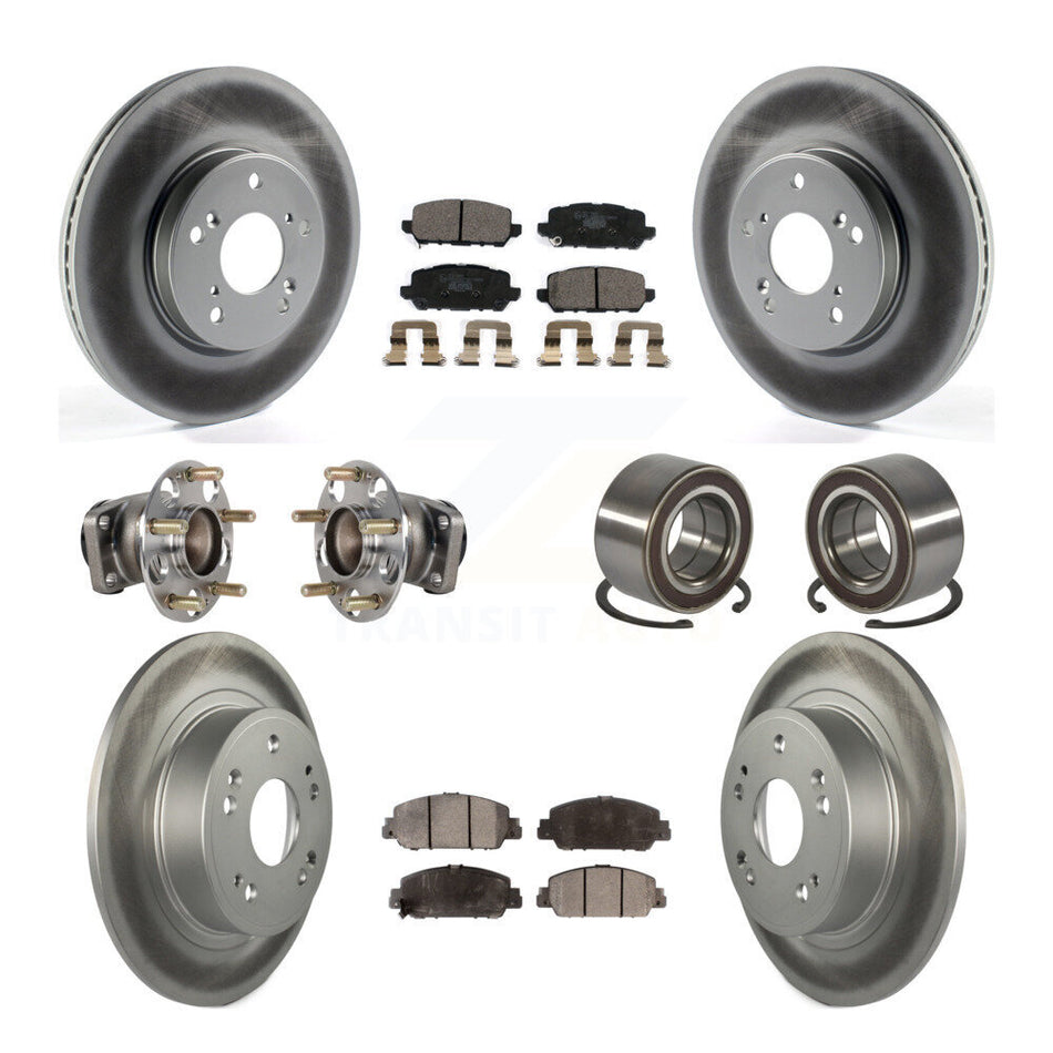Front Rear Hub Bearing Coated Brake Rotor And Pad Kit (10Pc) For 2016-2022 Honda HR-V FWD KBB-130462