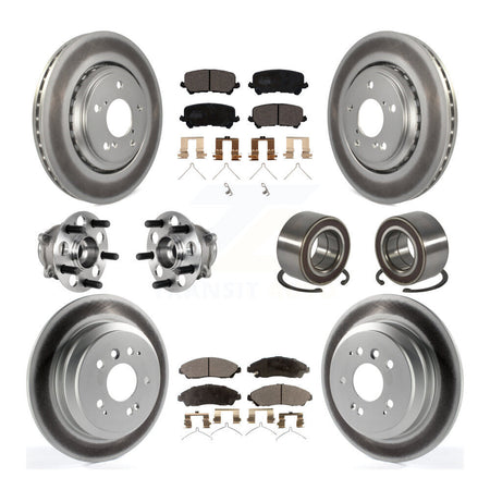 Front Rear Hub Bearing Coated Brake Rotor & Pads Kit (10Pc) For 2016-2022 Honda Pilot AWD KBB-130463
