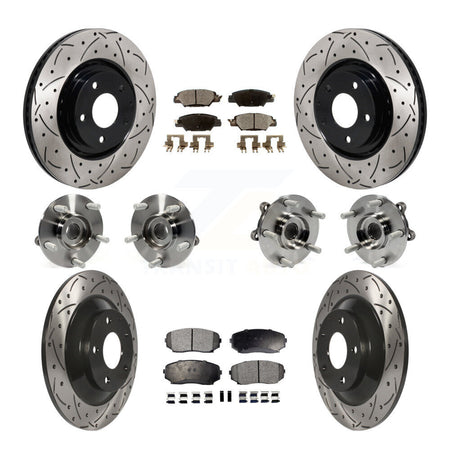 Front Rear Hub Bearing Coated Disc Brake Rotor And Ceramic Pads Kit (10Pc) For Mazda CX-5 KBB-130477
