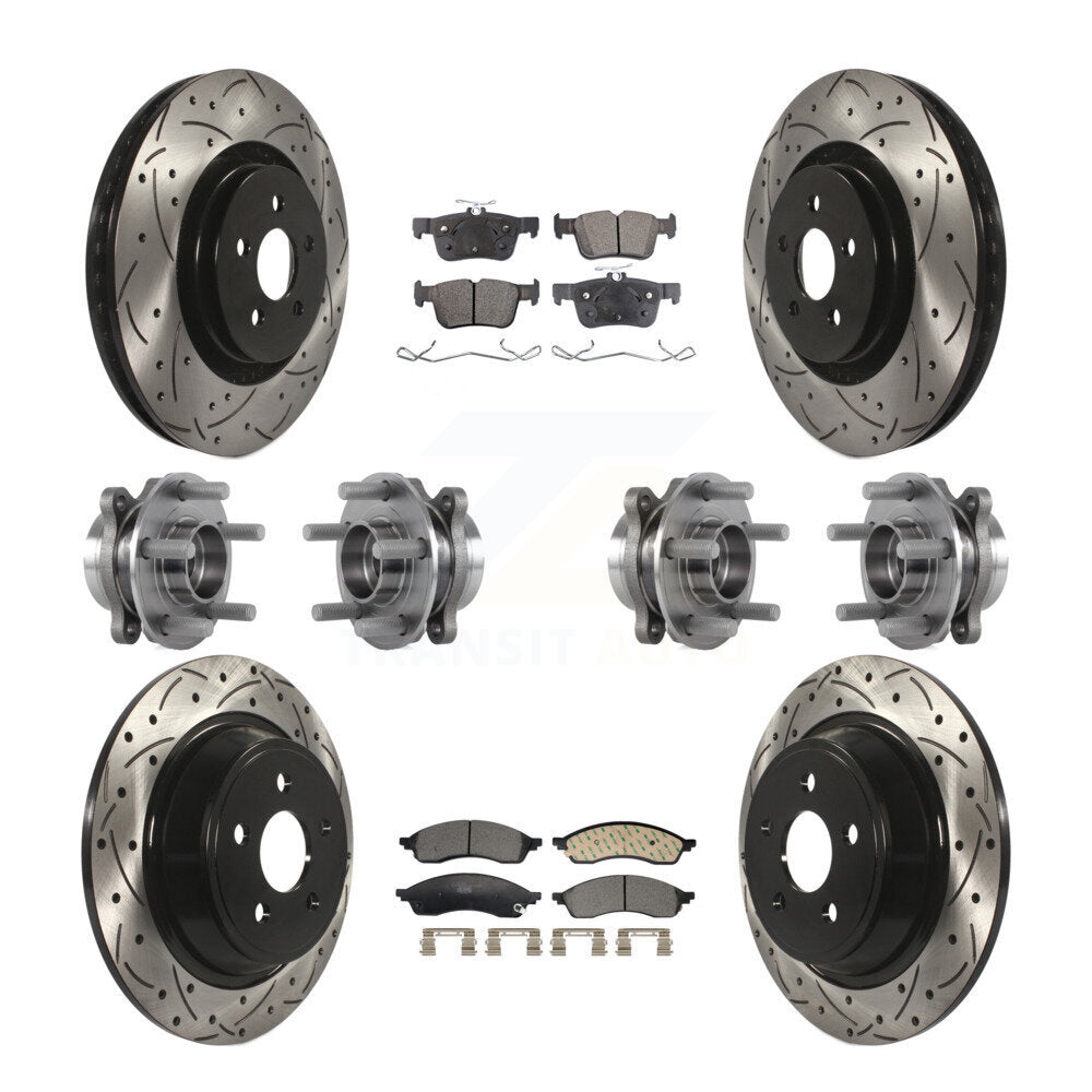 Front Rear Hub Bearing Coat Brake Rotor Pad Kit (10Pc) For 2022-2023 Lincoln Nautilus AWD KBB-130496