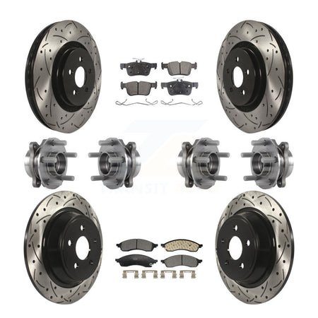 Front Rear Hub Bearing Coat Brake Rotor Pad Kit (10Pc) For 2022-2023 Lincoln Nautilus AWD KBB-130496