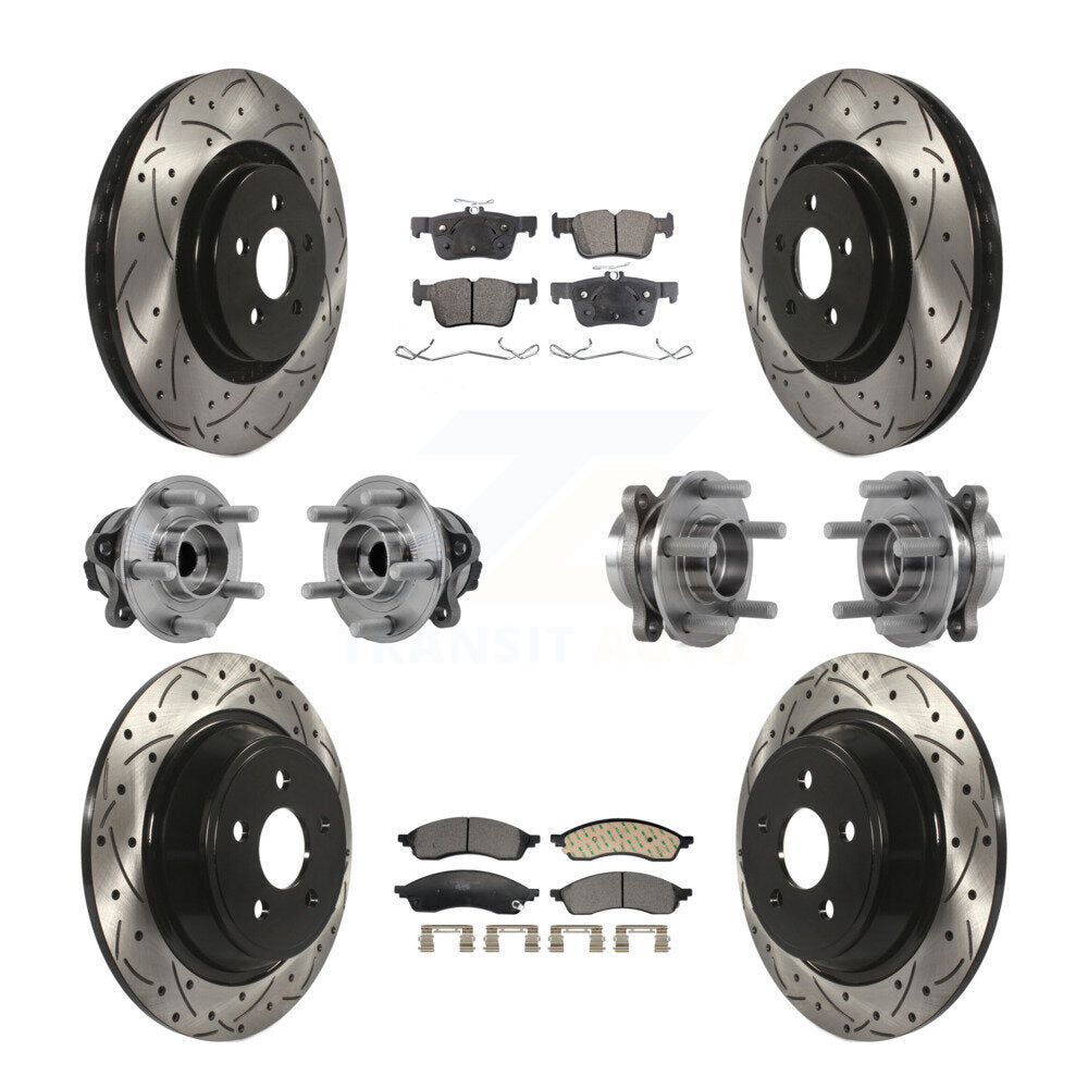 Front Rear Hub Bearing Coat Brake Rotor Pad Kit (10Pc) For 2022-2023 Lincoln Nautilus FWD KBB-130497
