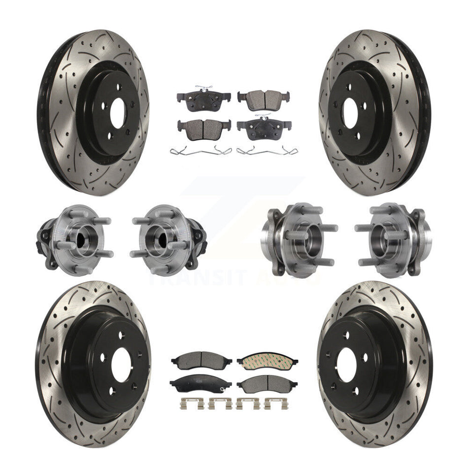 Front Rear Hub Bearing Coat Brake Rotor Pad Kit (10Pc) For 2022-2023 Lincoln Nautilus FWD KBB-130497