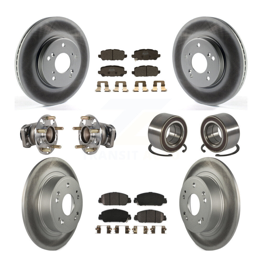 Front Rear Hub Bearing Coated Brake Rotor And Pad Kit (10Pc) For 2016-2022 Honda HR-V FWD KBB-130515