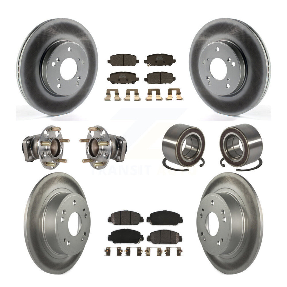 Front Rear Hub Bearing Coated Brake Rotor And Pad Kit (10Pc) For 2016-2022 Honda HR-V FWD KBB-130515