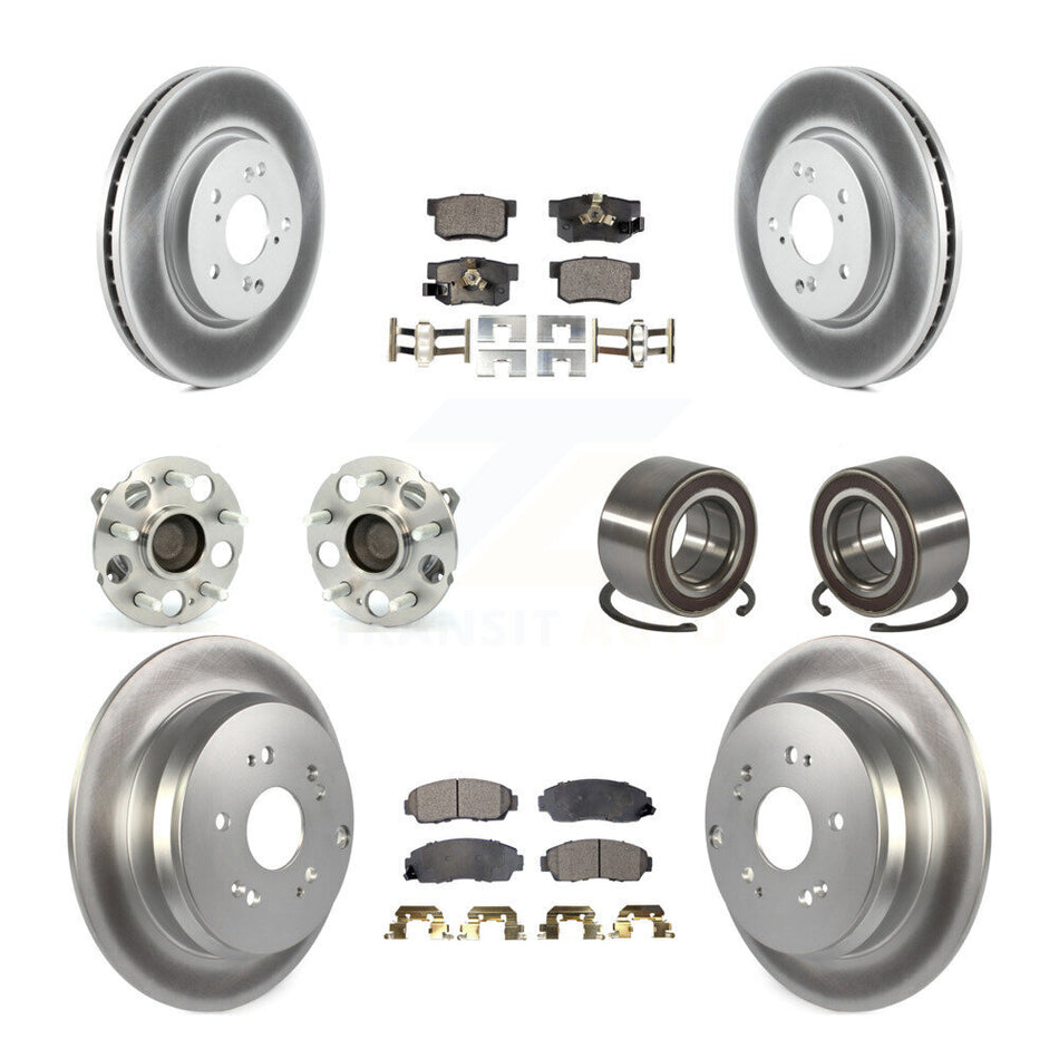 Front Rear Hub Bearing Coated Brake Rotor And Pad Kit (10Pc) For 2007-2011 Honda CR-V FWD KBB-130518