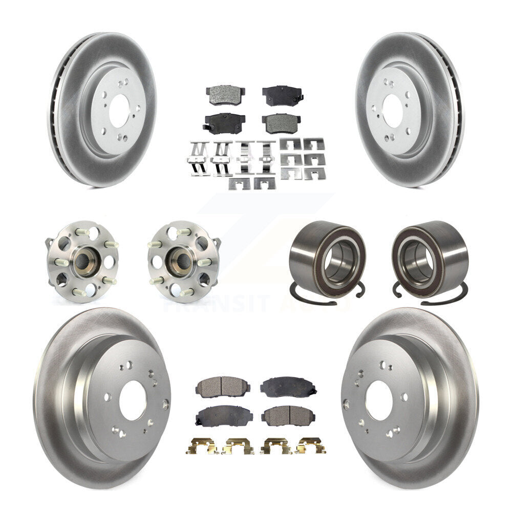 Front Rear Hub Bearing Assembly Coated Disc Brake Rotor And Pads Kit (10Pc) For Acura RDX KBB-130521