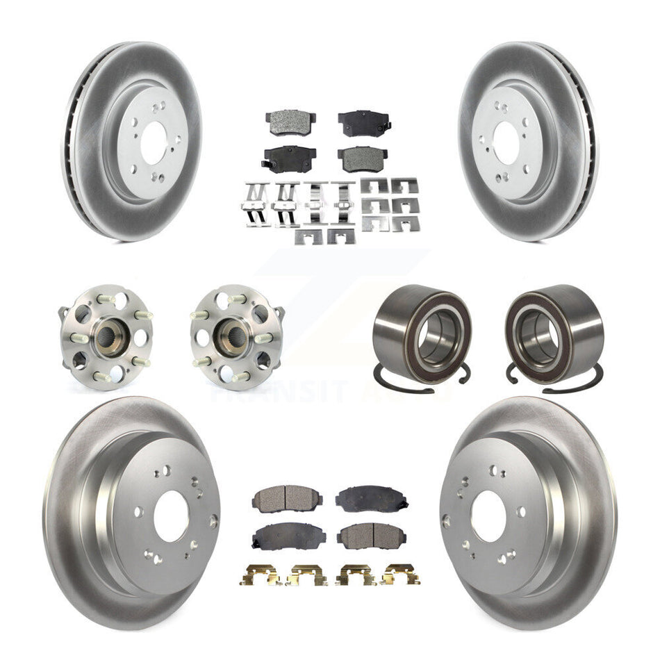 Front Rear Hub Bearing Assembly Coated Disc Brake Rotor And Pads Kit (10Pc) For Acura RDX KBB-130521