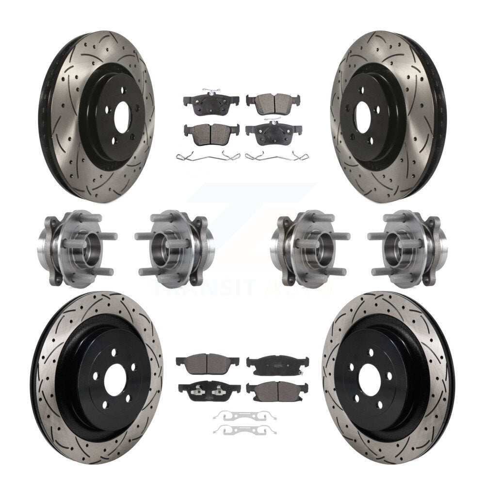 Front Rear Hub Bearing Coat Brake Rotor Pad Kit (10Pc) For 2019-2023 Lincoln Nautilus AWD KBB-130524