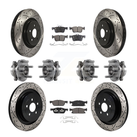 Front Rear Hub Bearing Coat Brake Rotor Pad Kit (10Pc) For 2019-2023 Lincoln Nautilus AWD KBB-130524
