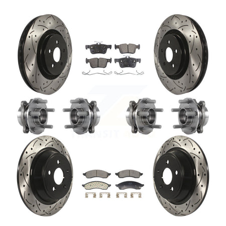 Front Rear Hub Bearing Coat Brake Rotor Pad Kit (10Pc) For 2022-2023 Lincoln Nautilus AWD KBB-130526