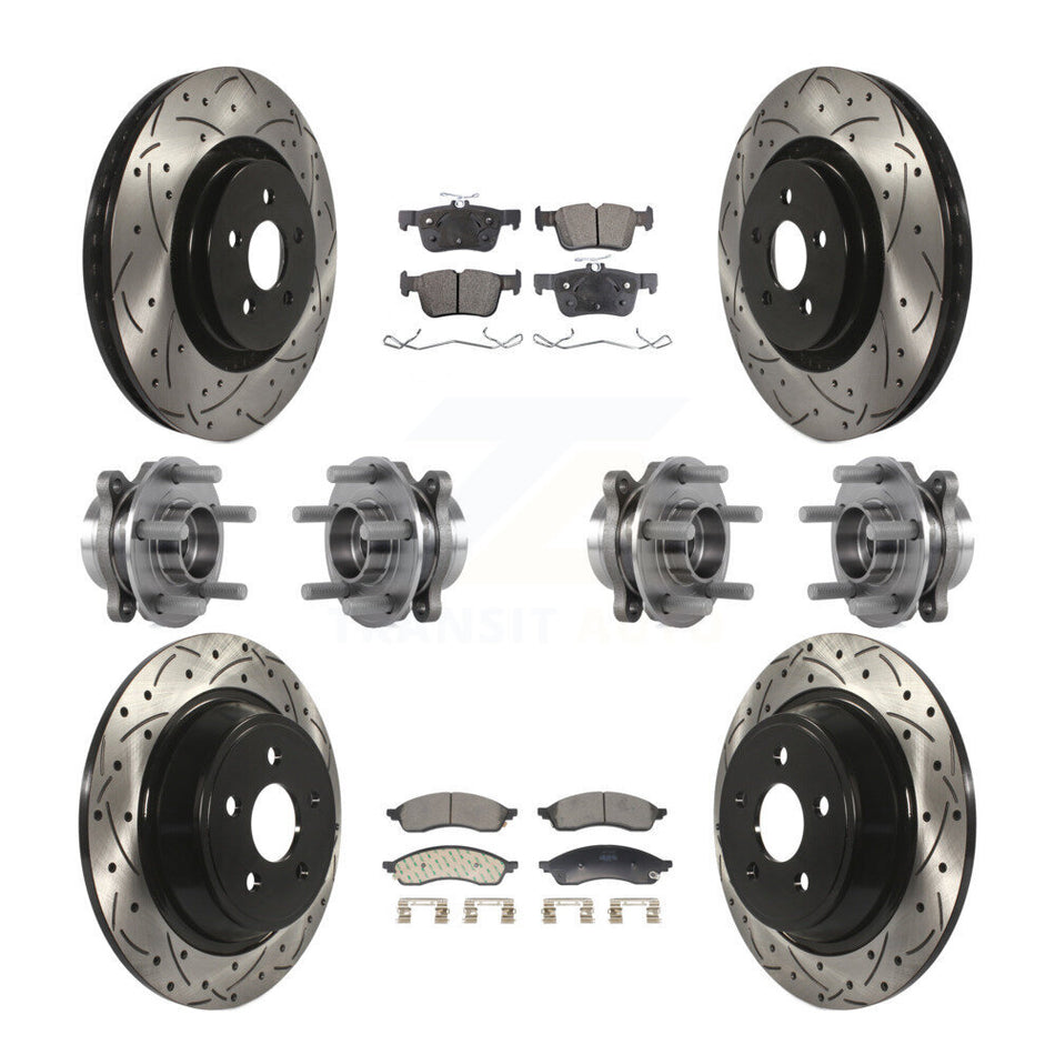 Front Rear Hub Bearing Coat Brake Rotor Pad Kit (10Pc) For 2022-2023 Lincoln Nautilus AWD KBB-130526