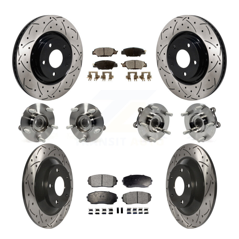 Front Rear Hub Bearing Assembly Coated Disc Brake Rotor And Pad Kit (10Pc) For Mazda CX-5 KBB-130537