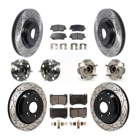 Front Rear Hub Bearing Coated Disc Brake Rotor And Pads Kit (10Pc) For 2011 Hyundai Equus KBB-130544
