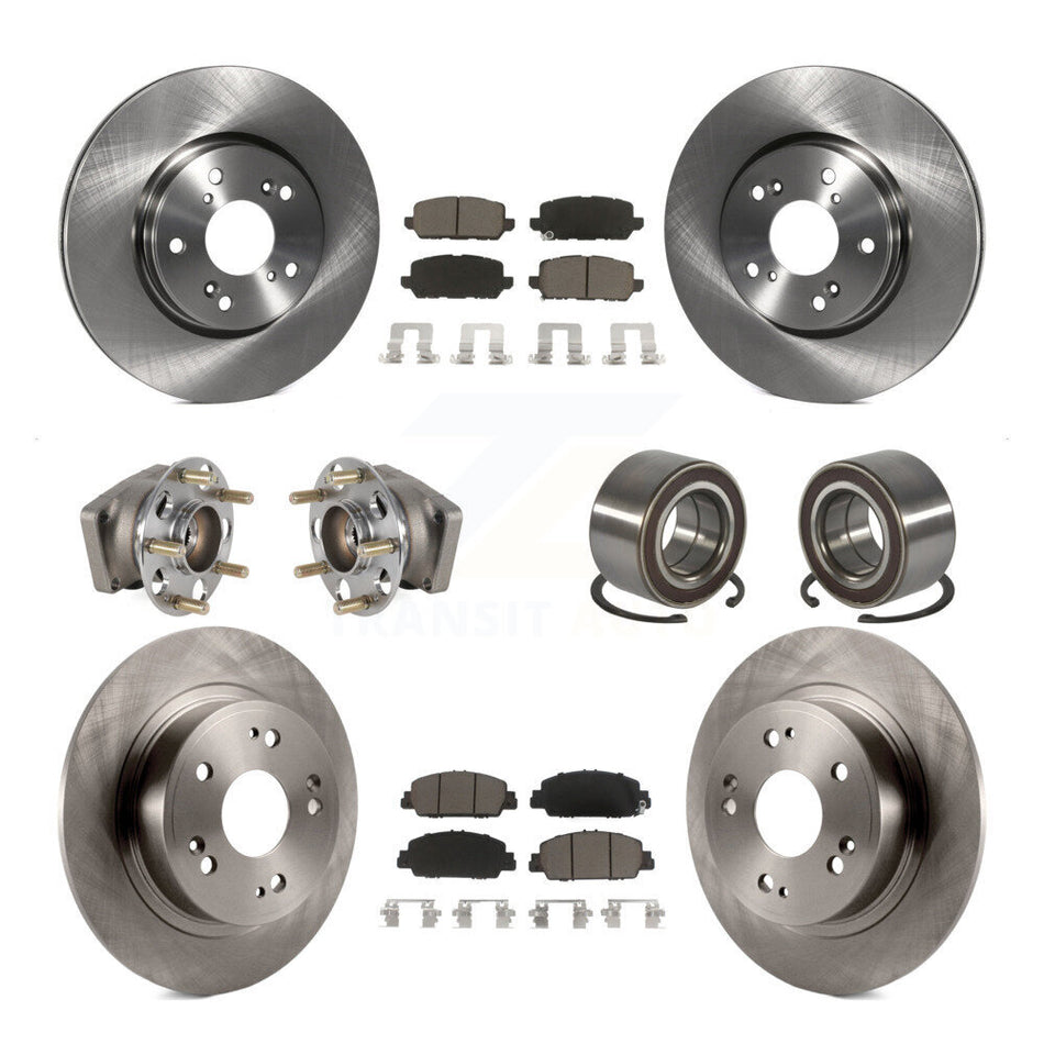 Front Rear Hub Bearing Disc Brake Rotors And Pads Kit (10Pc) For 2016-2022 Honda HR-V AWD KBB-130549