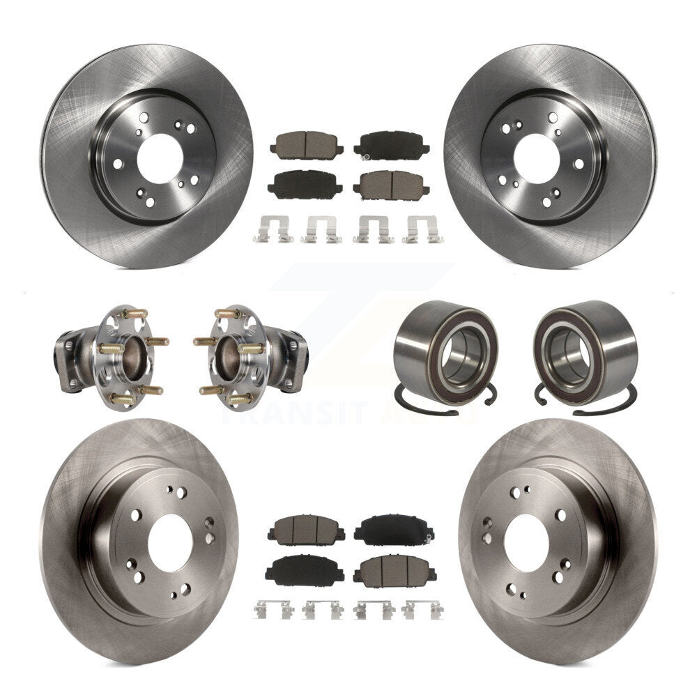 Front Rear Hub Bearing Disc Brake Rotors And Pads Kit (10Pc) For 2016-2022 Honda HR-V FWD KBB-130550
