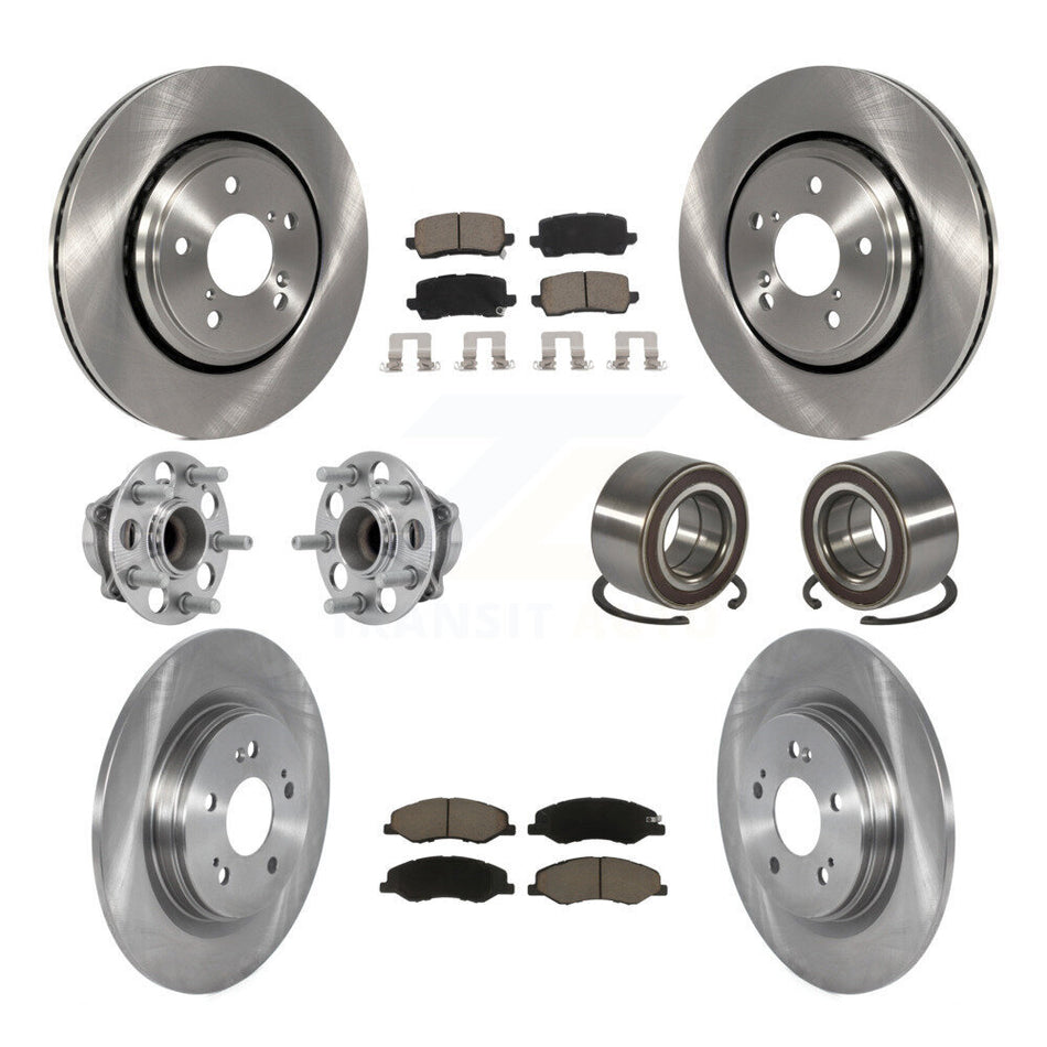 Front Rear Hub Bearings Disc Brake Rotors And Pads Kit (10Pc) For 2018-2023 Honda Odyssey KBB-130551