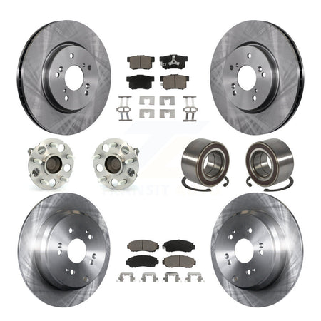 Front Rear Hub Bearing Disc Brake Rotors And Pads Kit (10Pc) For 2007-2011 Honda CR-V FWD KBB-130553