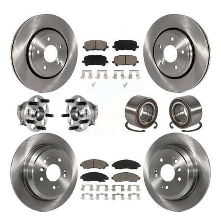 Front Rear Hub Bearing Disc Brake Rotor And Pads Kit (10Pc) For 2016-2022 Honda Pilot AWD KBB-130555