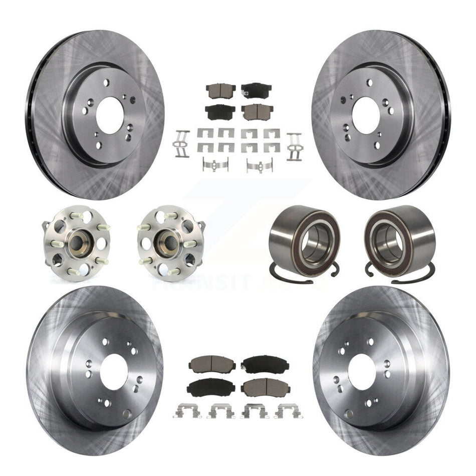 Front Rear Hub Bearing Assembly Disc Brake Rotor And Ceramic Pad Kit (10Pc) For Acura RDX KBB-130556