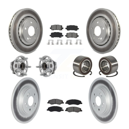 Front Rear Hub Bearing Coated Disc Brake Rotor Pad Kit (10Pc) For 2018-2023 Honda Odyssey KBB-130558