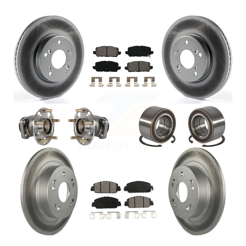 Front Rear Hub Bearing Coated Brake Rotor And Pad Kit (10Pc) For 2016-2022 Honda HR-V FWD KBB-130568