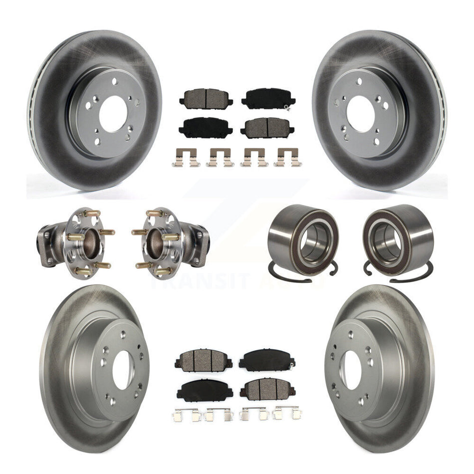 Front Rear Hub Bearing Coated Brake Rotor And Pad Kit (10Pc) For 2016-2022 Honda HR-V FWD KBB-130568