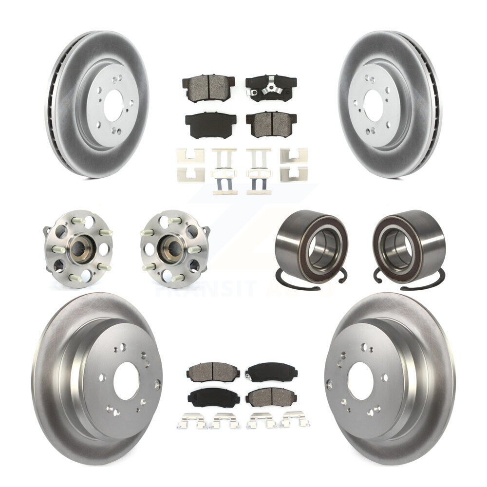 Front Rear Hub Bearing Coated Disc Brake Rotor & Pads Kit (10Pc) For Honda CR-V Acura RDX KBB-130570