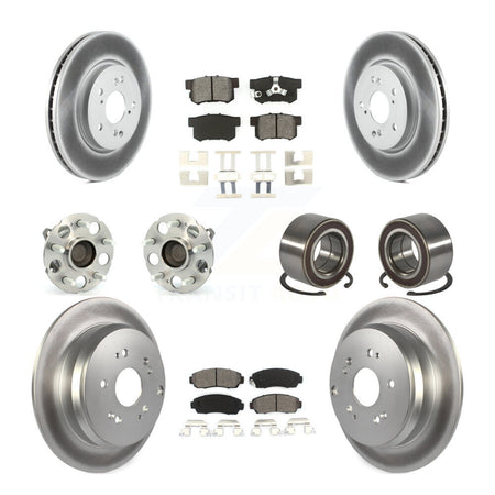 Front Rear Hub Bearing Coated Brake Rotor And Pad Kit (10Pc) For 2007-2011 Honda CR-V FWD KBB-130571