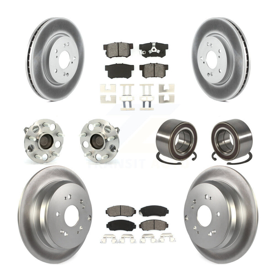 Front Rear Hub Bearing Coated Brake Rotor And Pad Kit (10Pc) For 2007-2011 Honda CR-V FWD KBB-130571