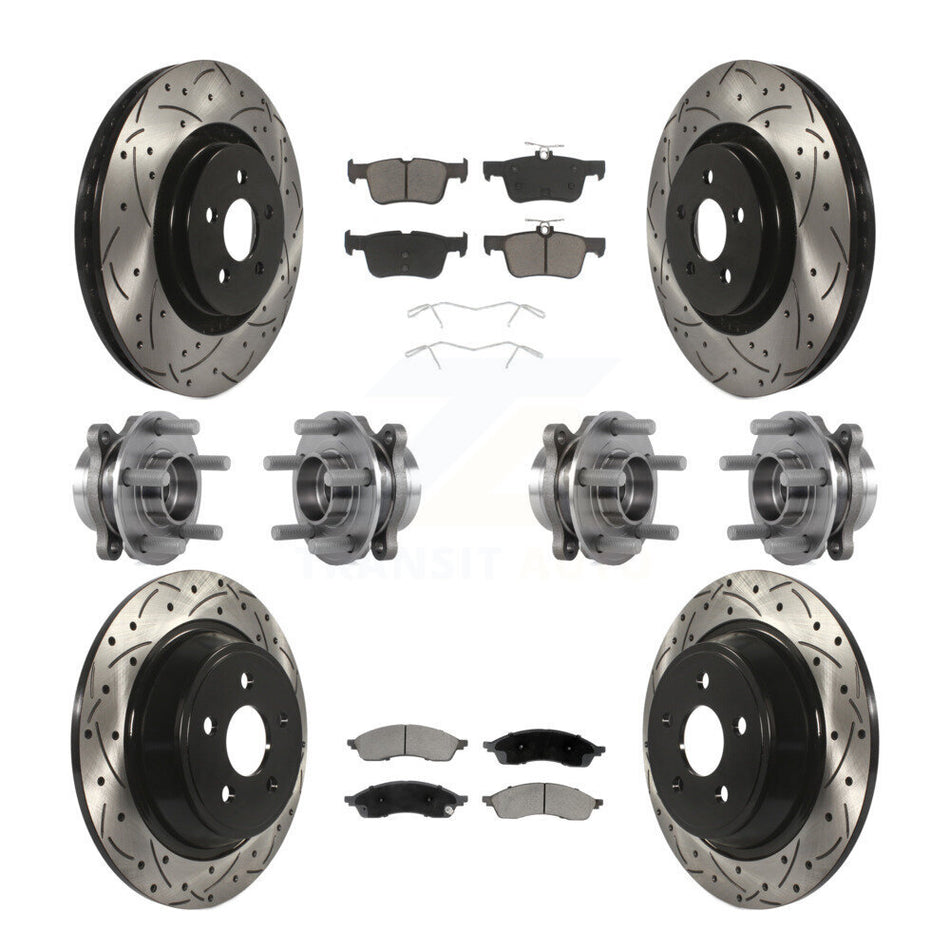 Front Rear Hub Bearing Coat Brake Rotor Pad Kit (10Pc) For 2022-2023 Lincoln Nautilus AWD KBB-130591