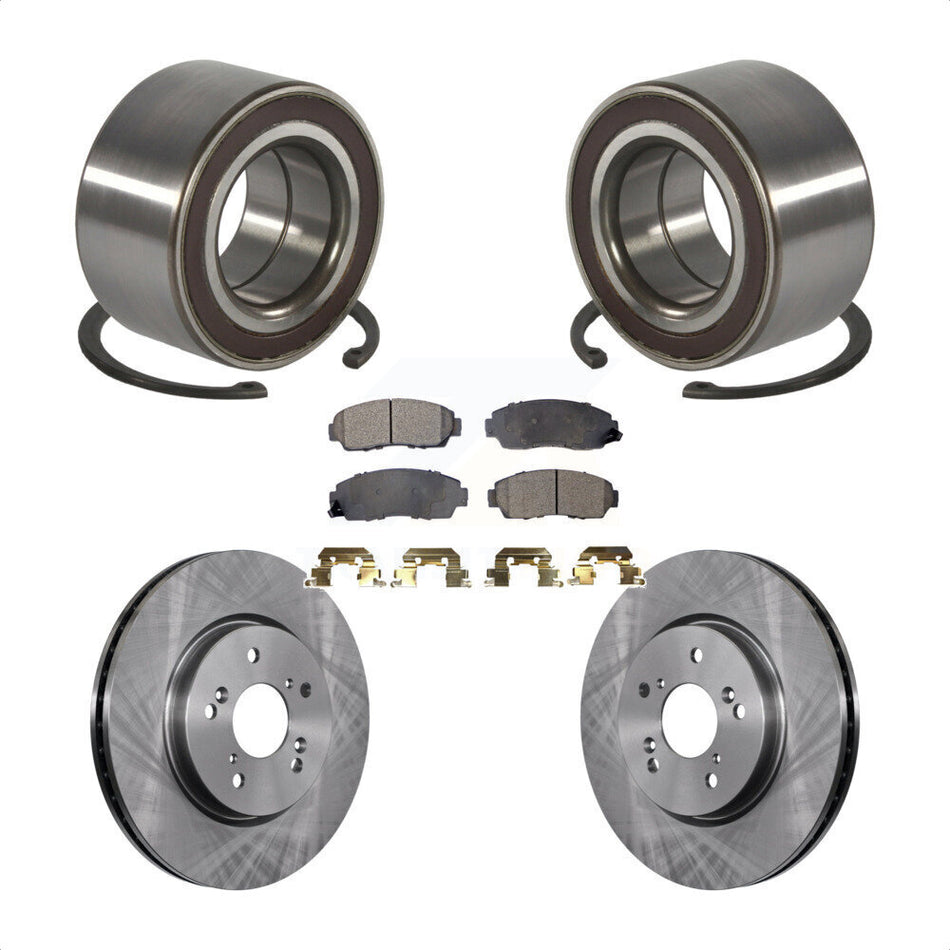 Front Wheel Bearing Disc Brake Rotors And Semi-Metallic Pads Kit For Honda CR-V Acura RDX KBB-130594