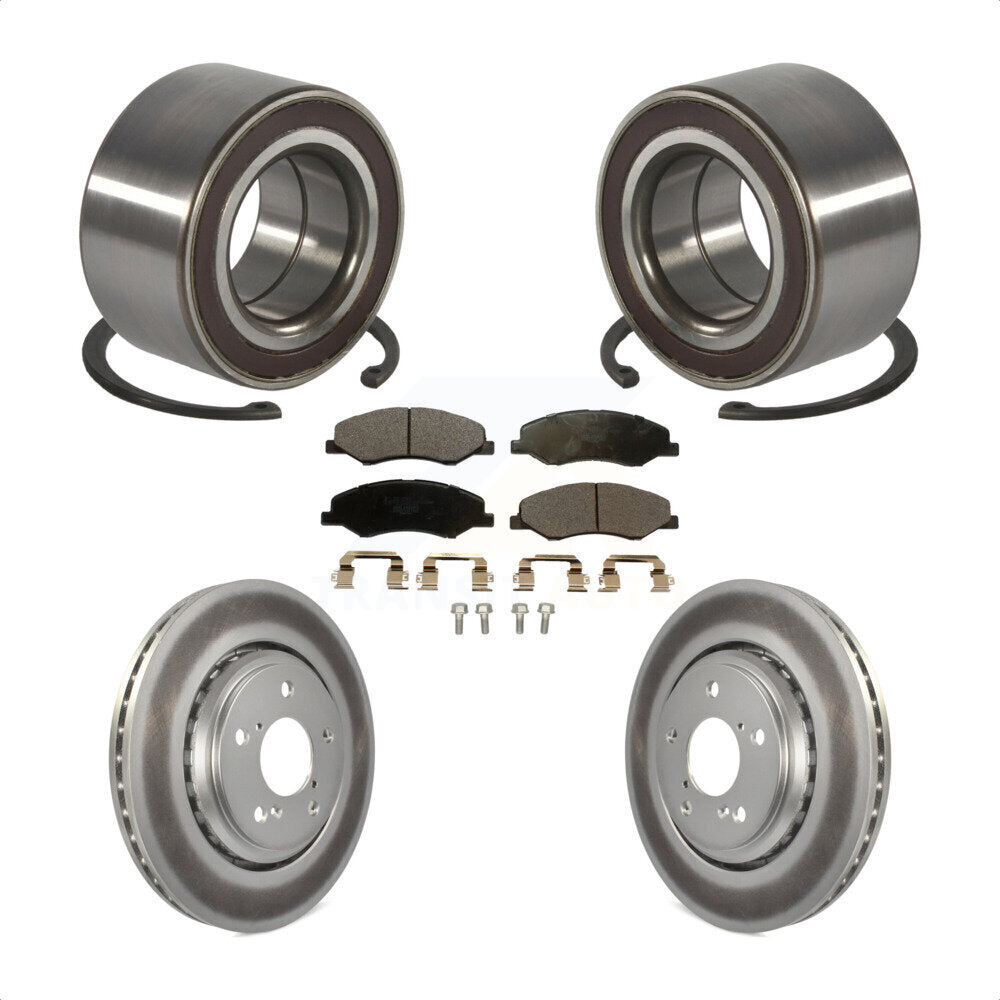 Front Wheel Bearing Coated Disc Brake Rotors And Pads Kit For 2018-2023 Honda Odyssey KBB-130609