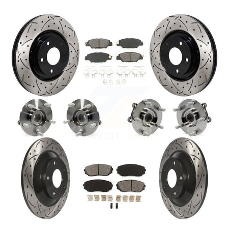 Front Rear Hub Bearing Assembly Coated Disc Brake Rotor And Pad Kit (10Pc) For Mazda CX-5 KBB-130620