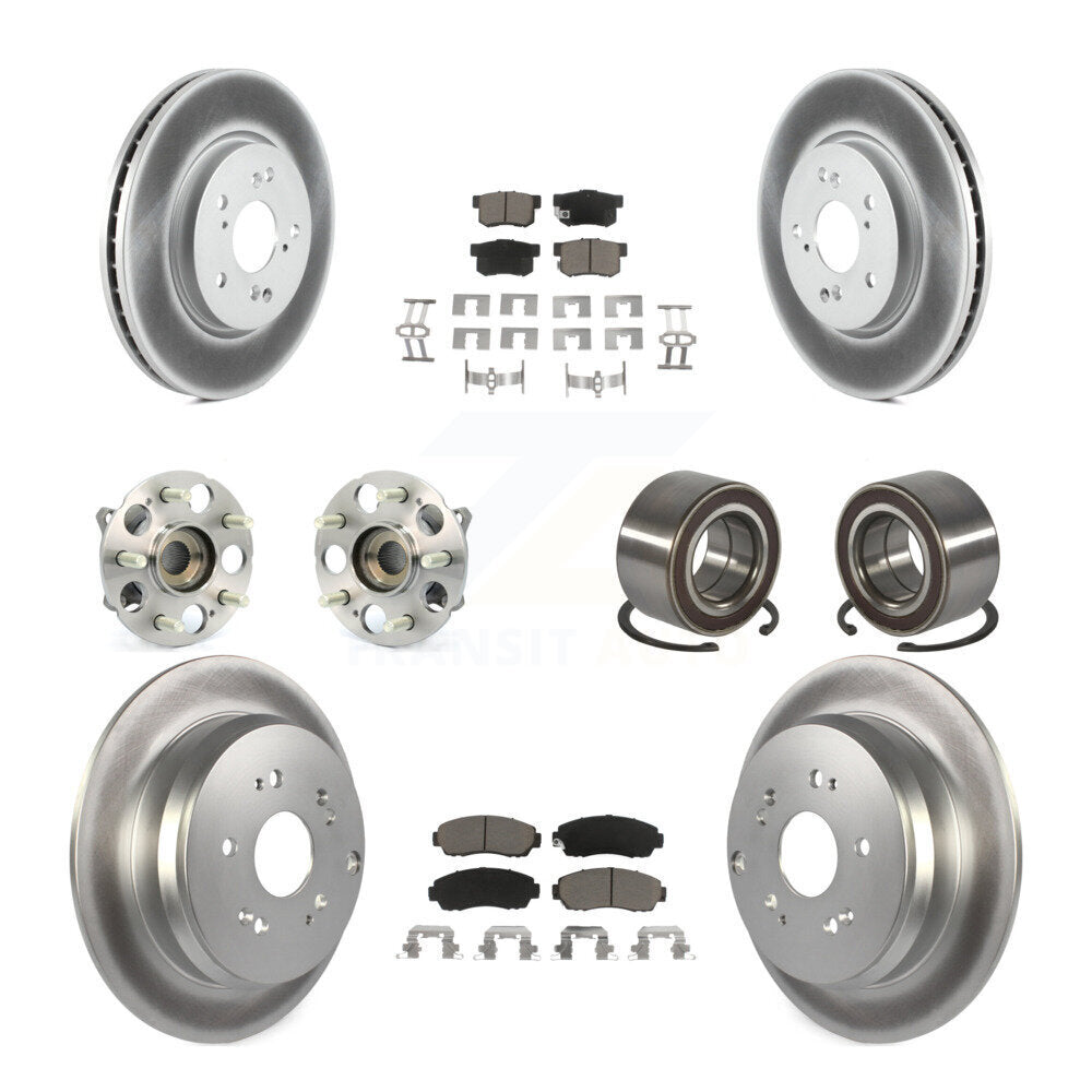 Front Rear Hub Bearing Coated Disc Brake Rotors And Ceramic Pads Kit (10Pc) For Acura RDX KBB-130623