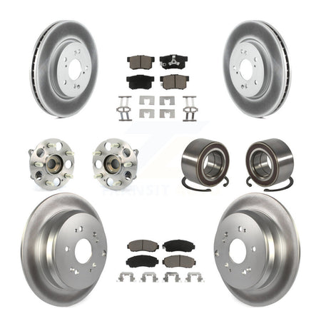 Front Rear Hub Bearing Coated Disc Brake Rotor & Pads Kit (10Pc) For Honda CR-V Acura RDX KBB-130624