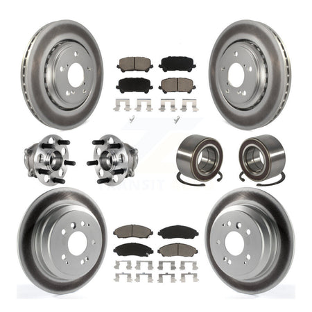 Front Rear Hub Bearing Coated Brake Rotor & Pads Kit (10Pc) For 2016-2022 Honda Pilot AWD KBB-130626