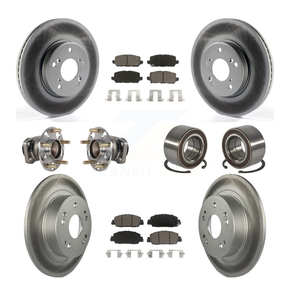 Front Rear Hub Bearing Coated Brake Rotor And Pad Kit (10Pc) For 2016-2022 Honda HR-V FWD KBB-130628