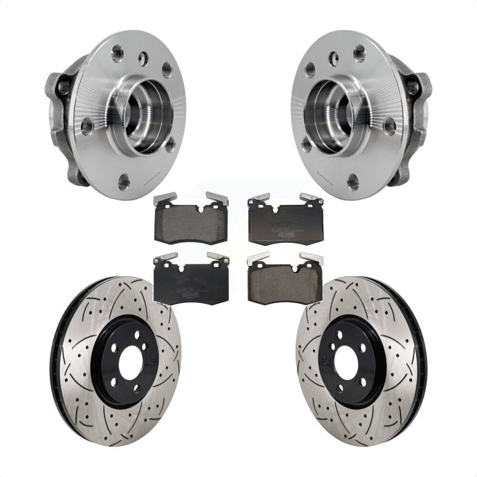 Front Hub Bearing Drilled Slot Brake Rotor Pad Kit For 2016 Mini Cooper John Works KBB-130663