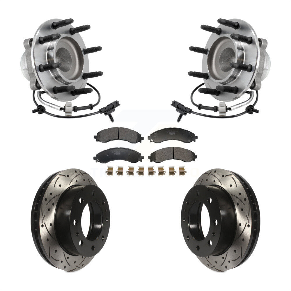 Front Hub Bearing Drilled Slot Brake Rotor Pads Kit For GMC Savana 2500 Chevrolet Express KBB-130664