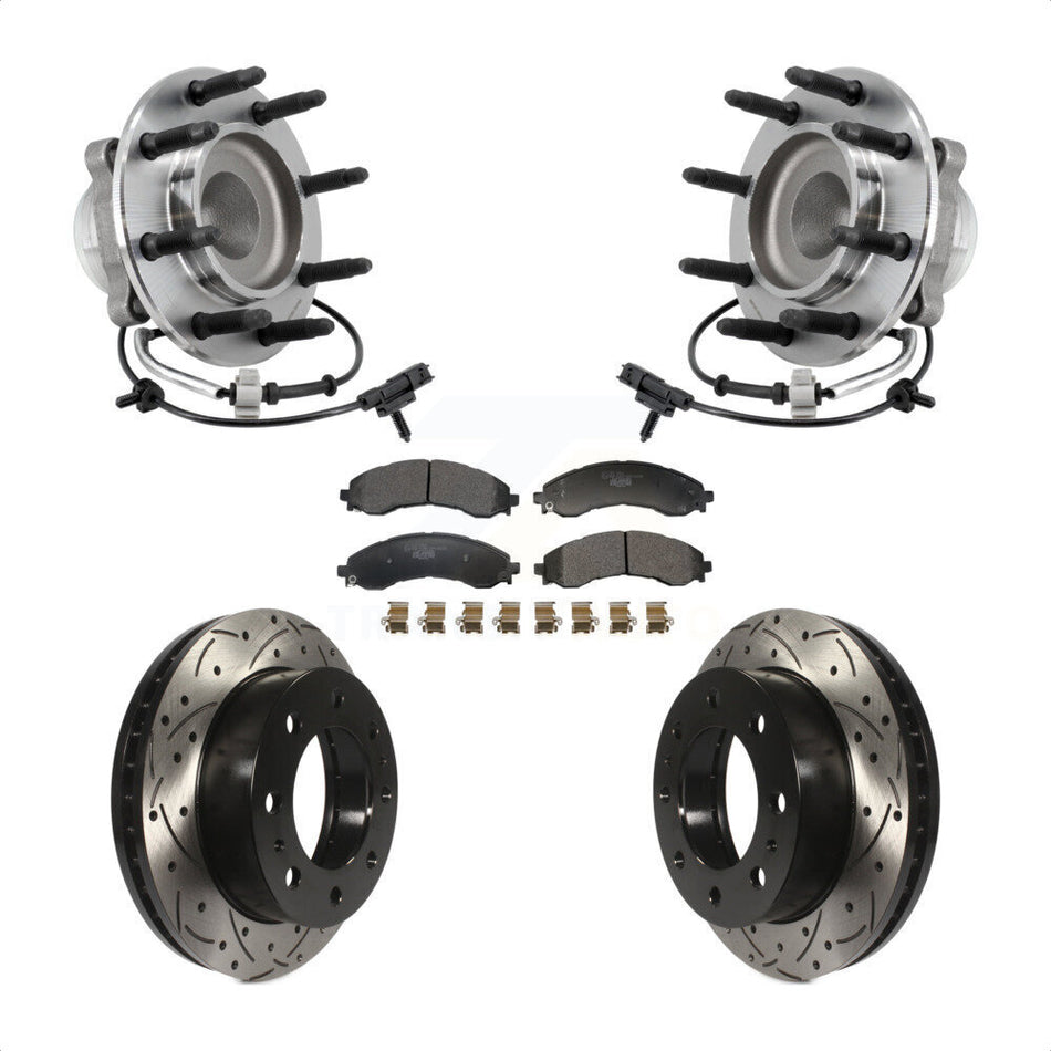 Front Hub Bearing Drilled Slot Brake Rotor Pads Kit For GMC Savana 2500 Chevrolet Express KBB-130664
