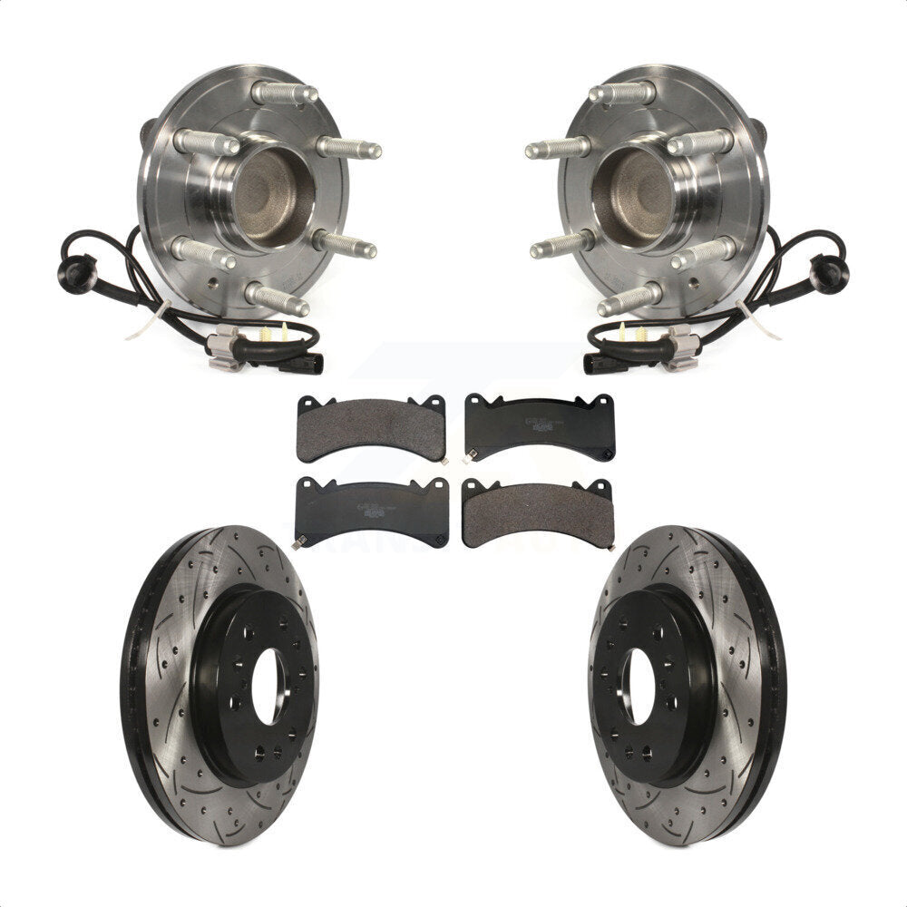 Front Hub Bearing Drill Slot Brake Rotor Pads Kit For GMC Sierra 1500 Chevrolet Silverado KBB-130665