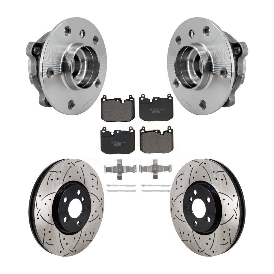 Front Hub Bearing Coat Drill Slot Brake Rotor Pads Kit For Mini Cooper Countryman Clubman KBB-130667